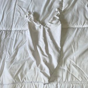 white ribbed one piece